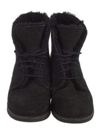 UGG Suede Fur Trim Combat Boots