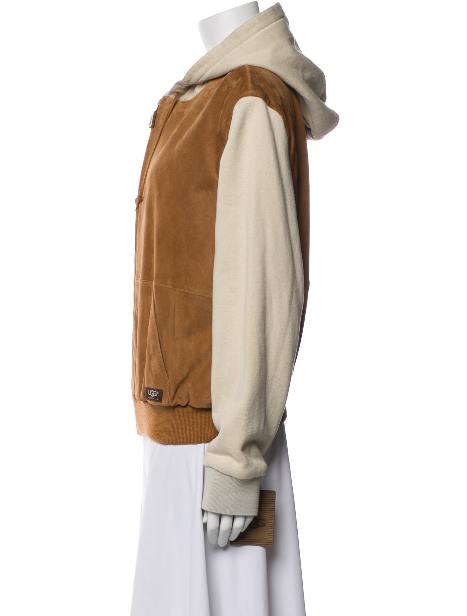 UGG Leather Colorblock Pattern Bomber Jacket w/ Tags