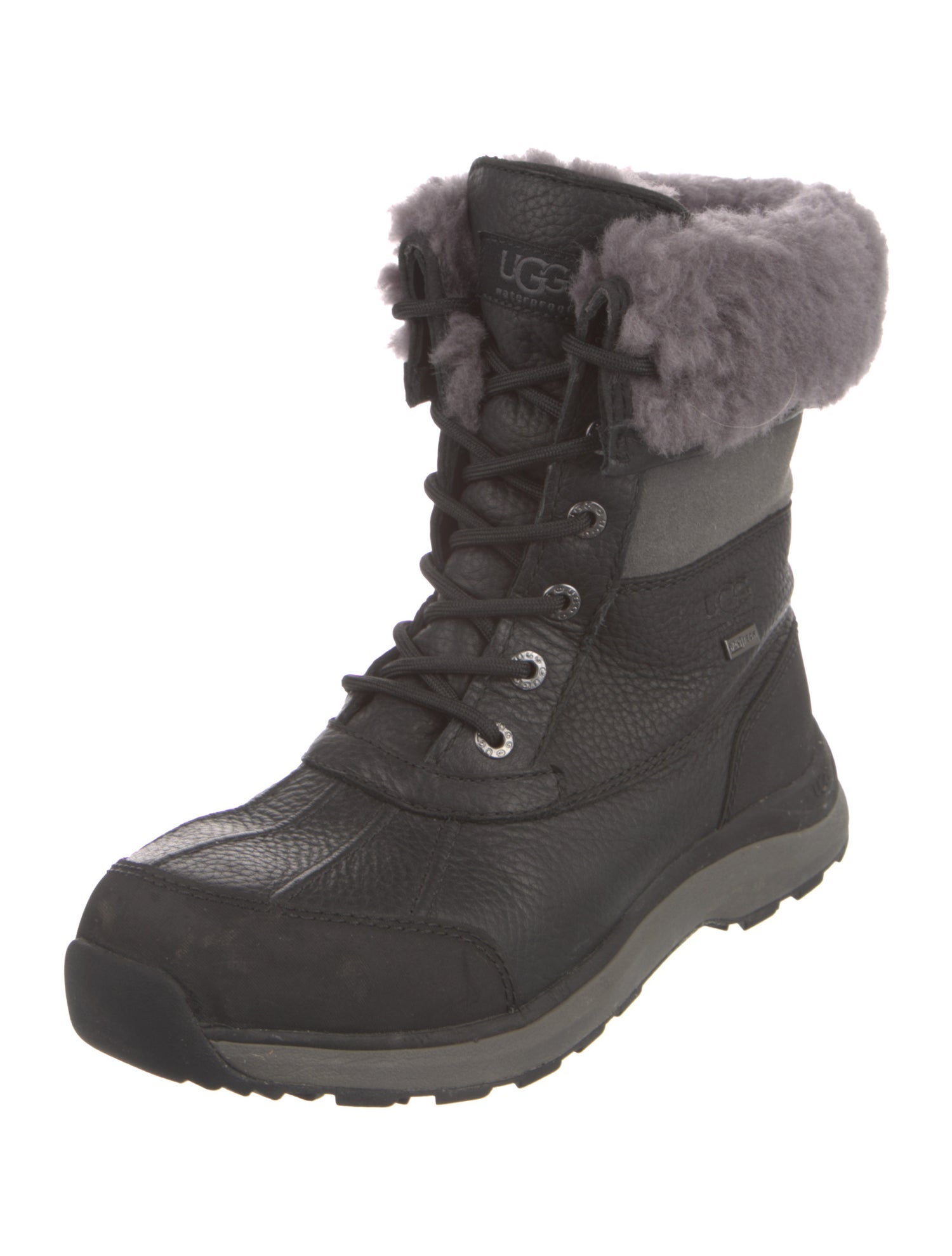 UGG Leather Colorblock Pattern Lace-Up Boots