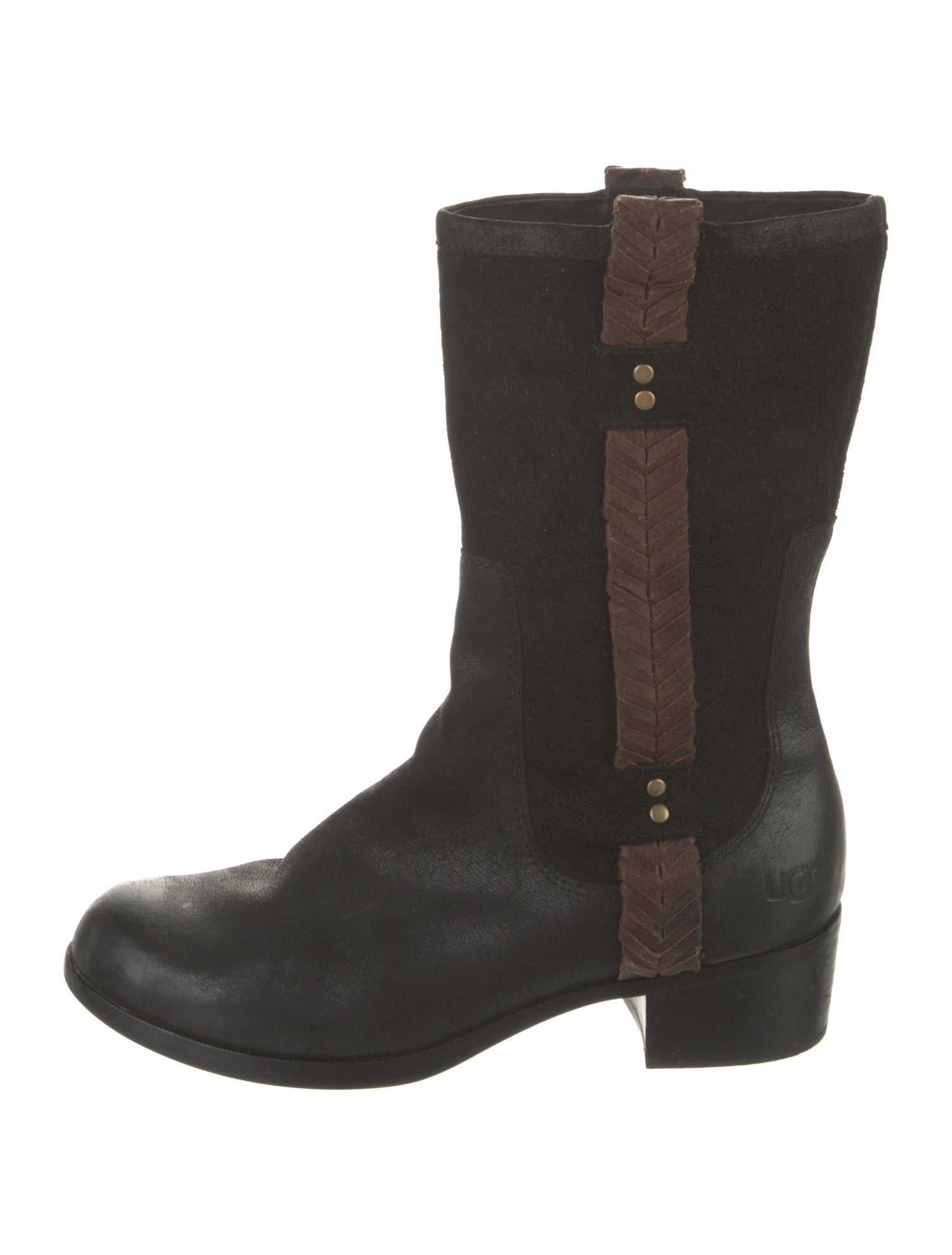 UGG Leather Whipstitch Trim Combat Boots