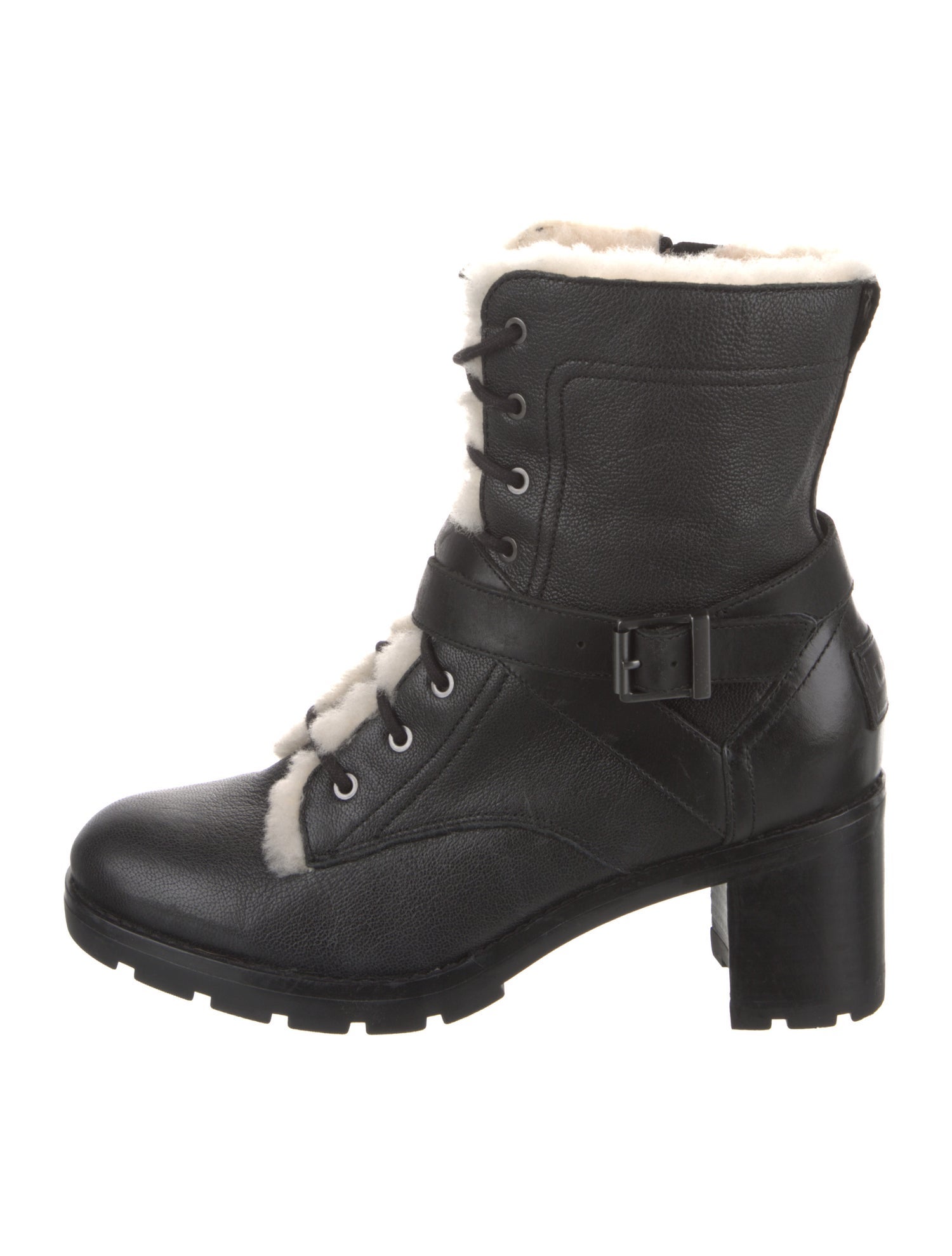 UGG Leather Colorblock Pattern Combat Boots