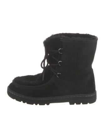 UGG Suede Fur Trim Lace-Up Boots