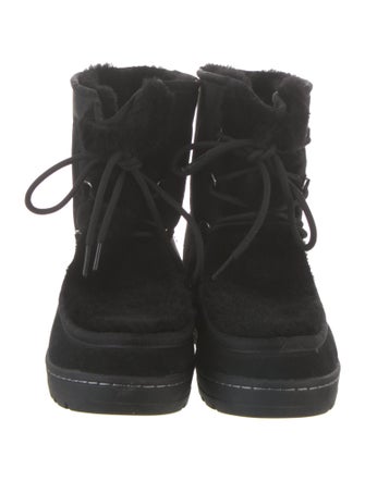 UGG Suede Fur Trim Lace-Up Boots
