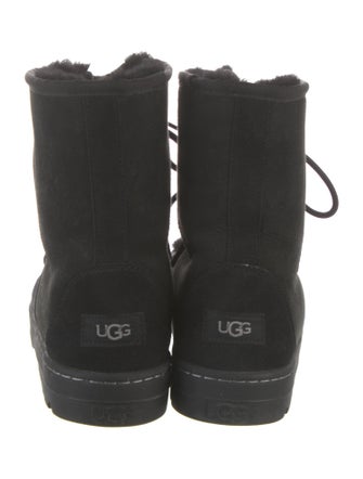 UGG Suede Fur Trim Lace-Up Boots