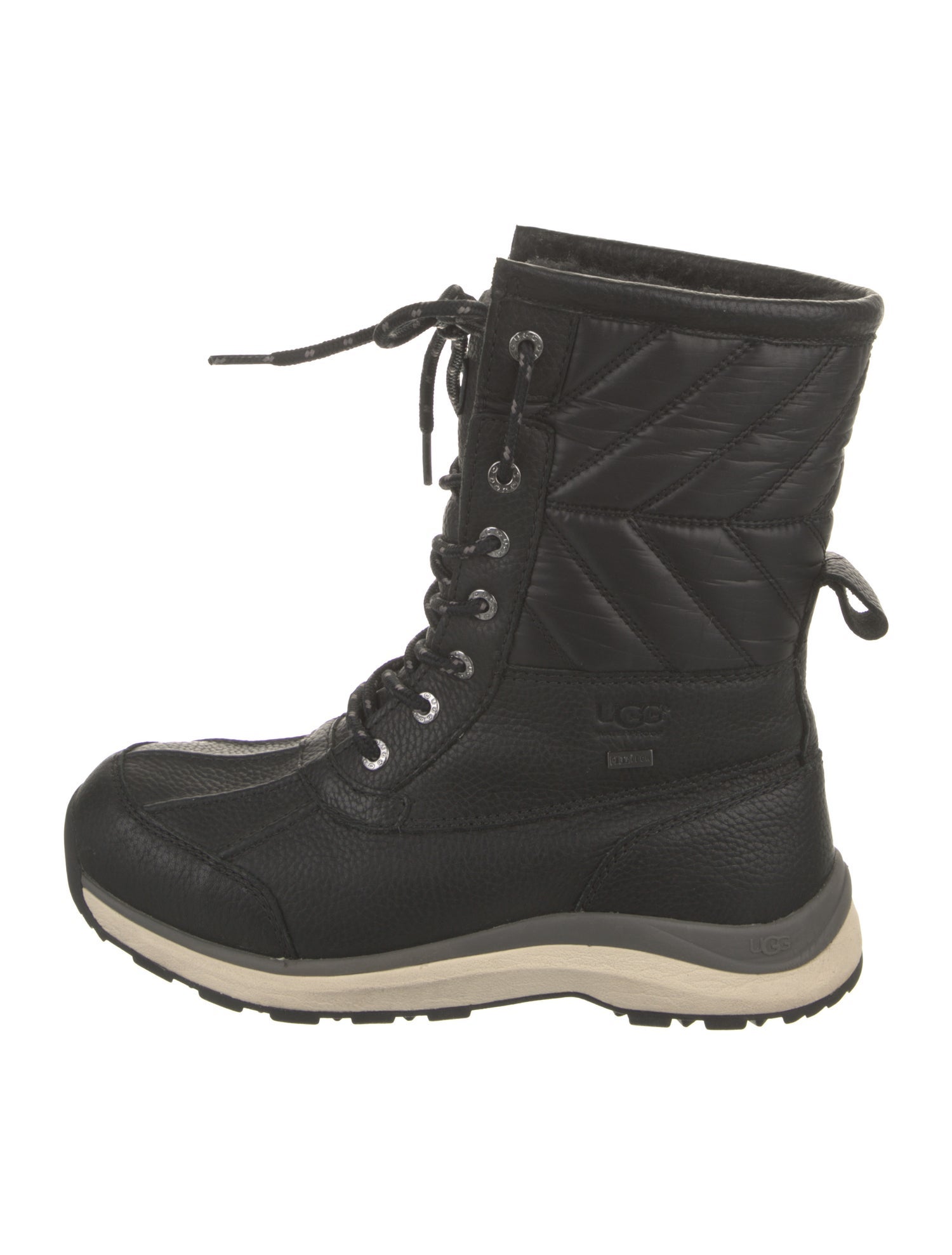 UGG Leather Fur Trim Lace-Up Boots