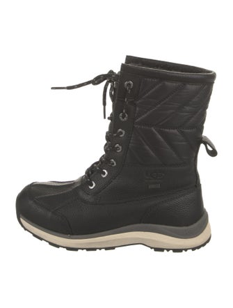 UGG Leather Fur Trim Lace-Up Boots