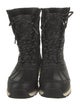UGG Leather Fur Trim Lace-Up Boots