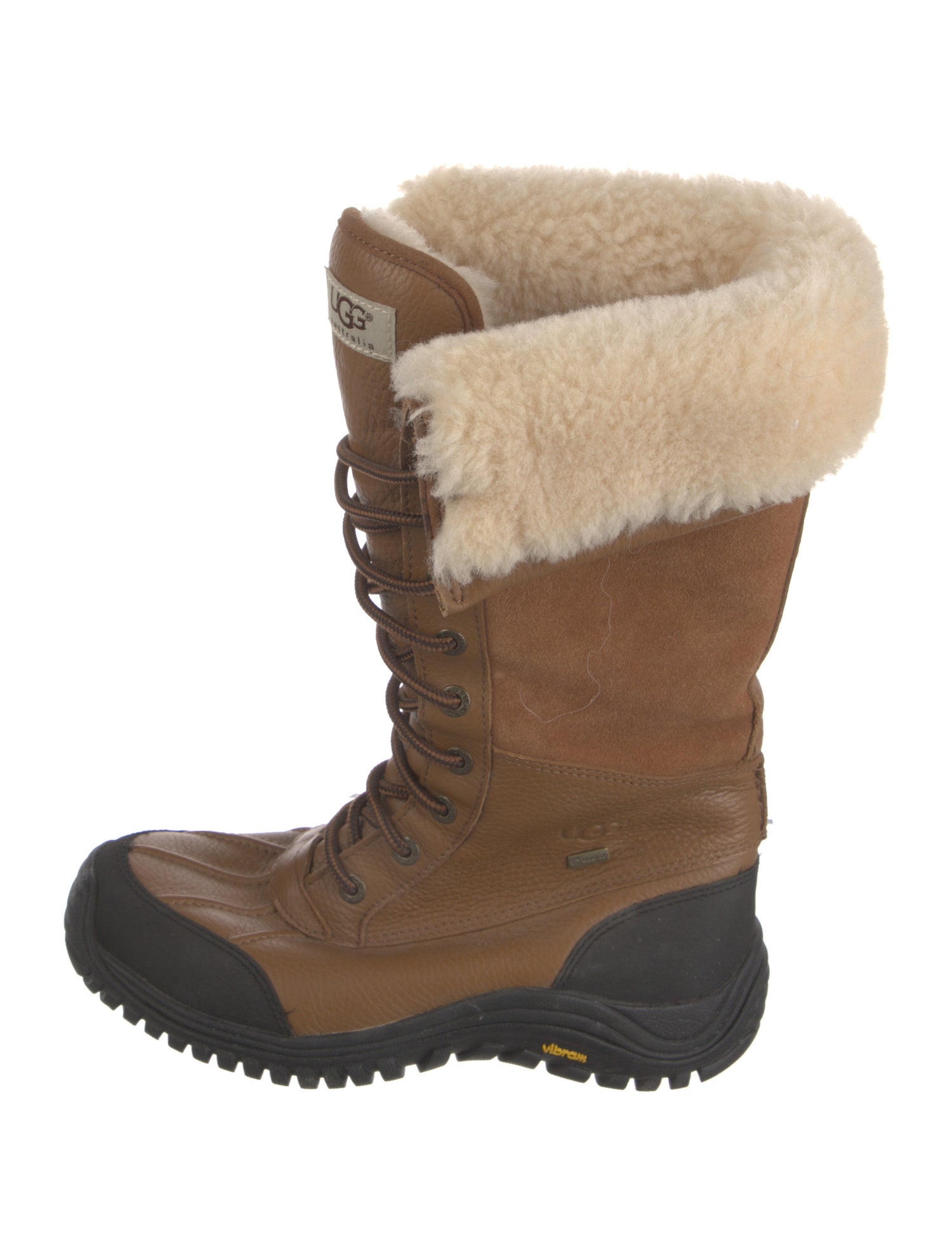 UGG Leather Colorblock Pattern Lace-Up Boots