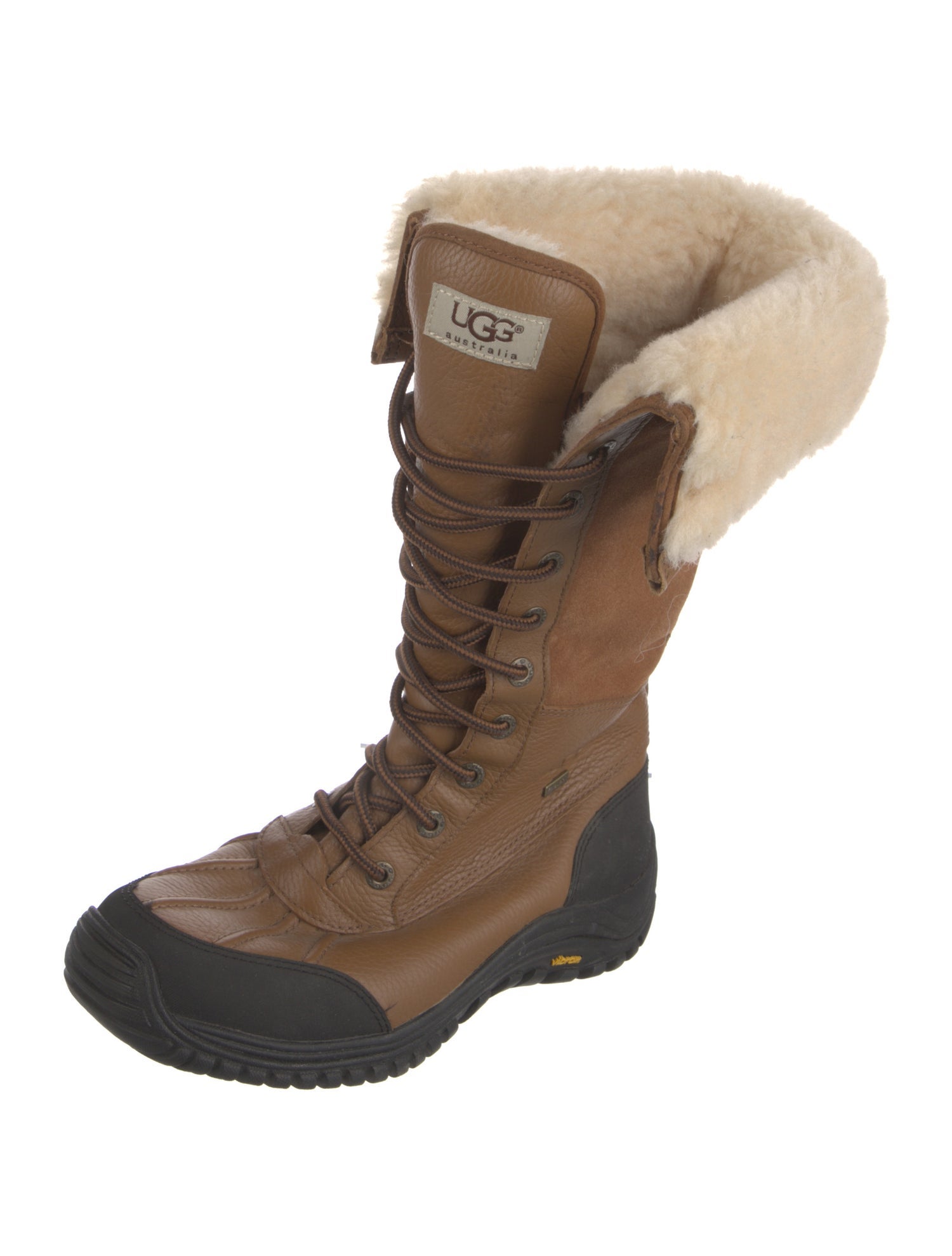 UGG Leather Colorblock Pattern Lace-Up Boots