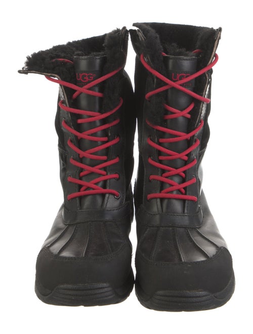 UGG Leather Fur Trim Lace-Up Boots