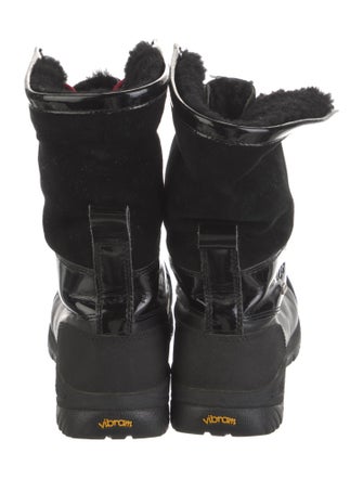 UGG Leather Fur Trim Lace-Up Boots