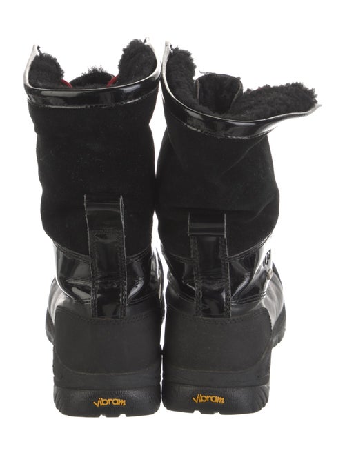 UGG Leather Fur Trim Lace-Up Boots