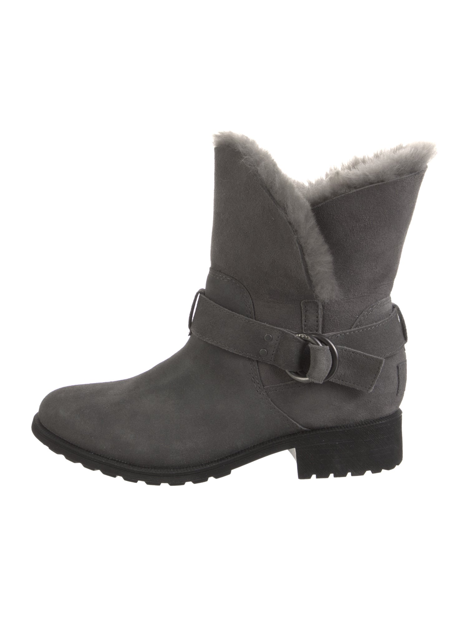 UGG Suede Fur Trim Moto Boots