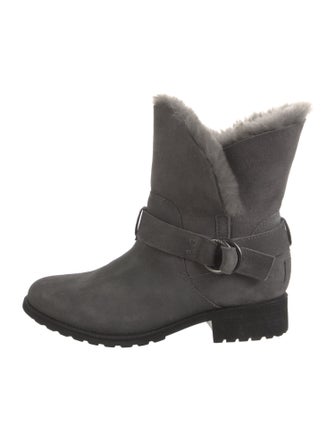 UGG Suede Fur Trim Moto Boots