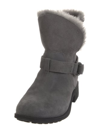 UGG Suede Fur Trim Moto Boots
