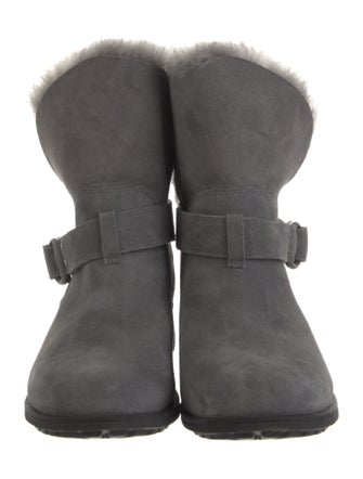 UGG Suede Fur Trim Moto Boots