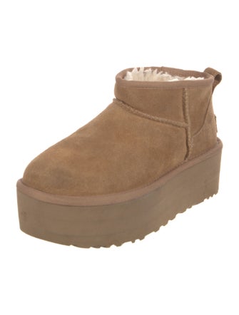 UGG Suede Fur Trim Boots