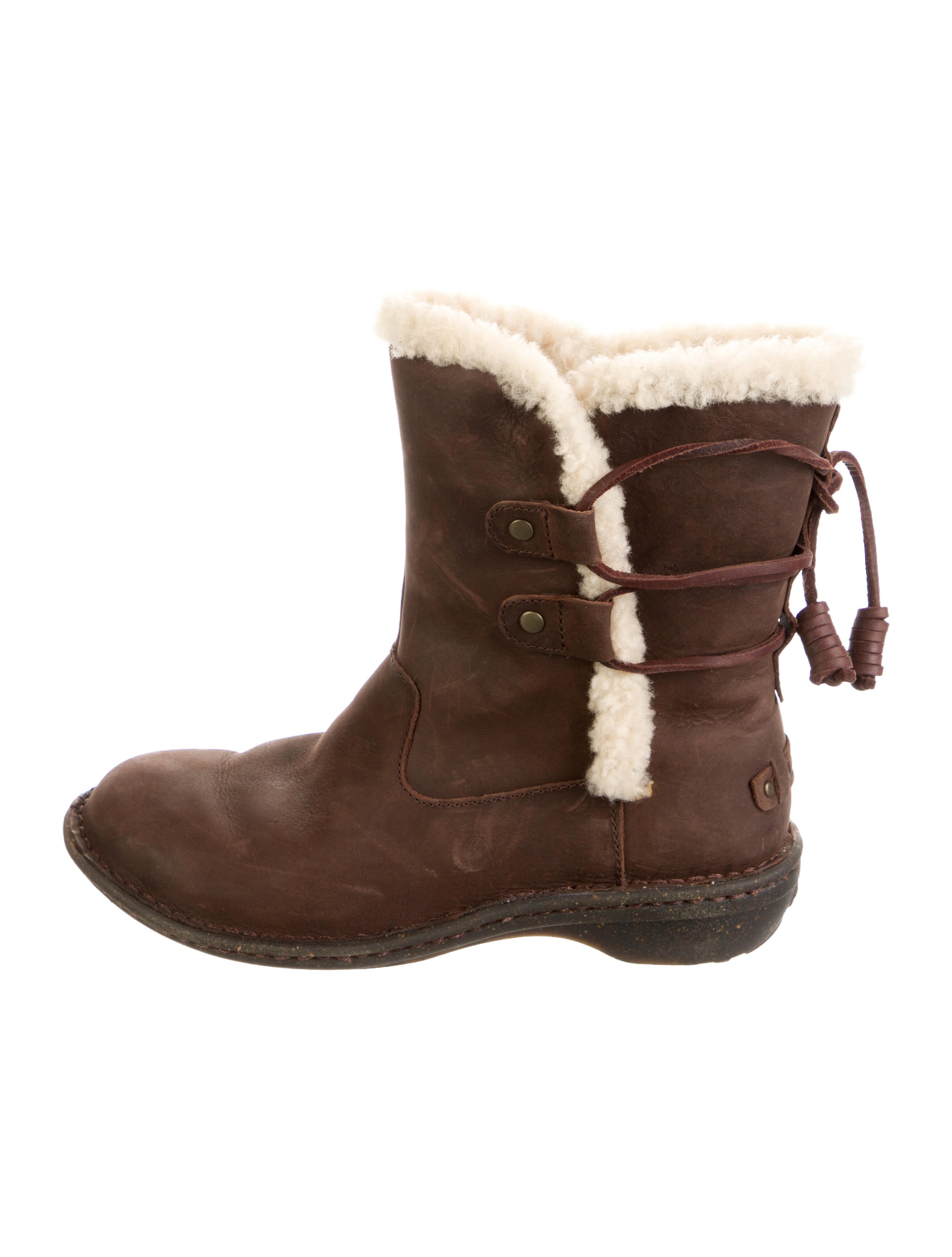 UGG Leather Fur Trim Boots