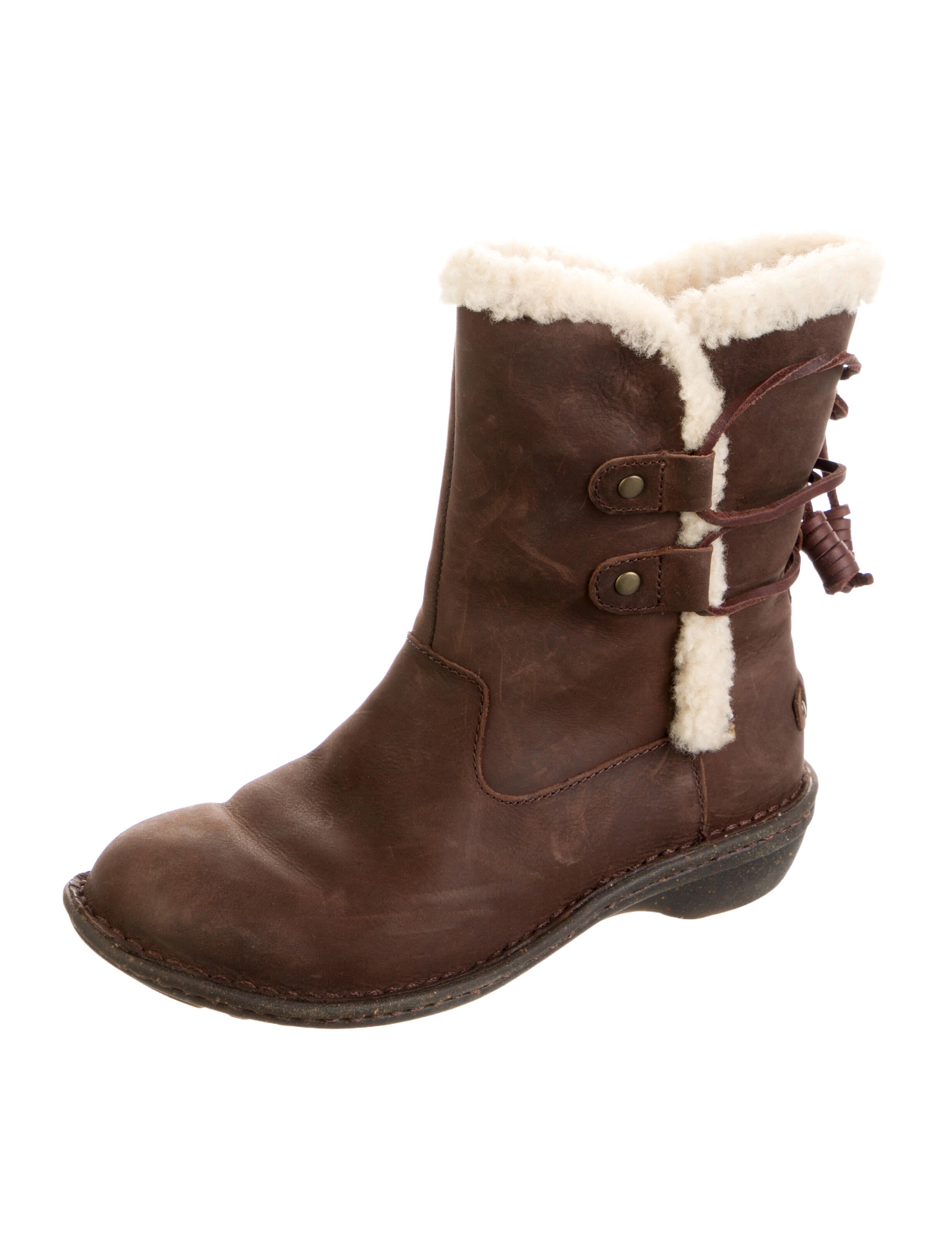 UGG Leather Fur Trim Boots