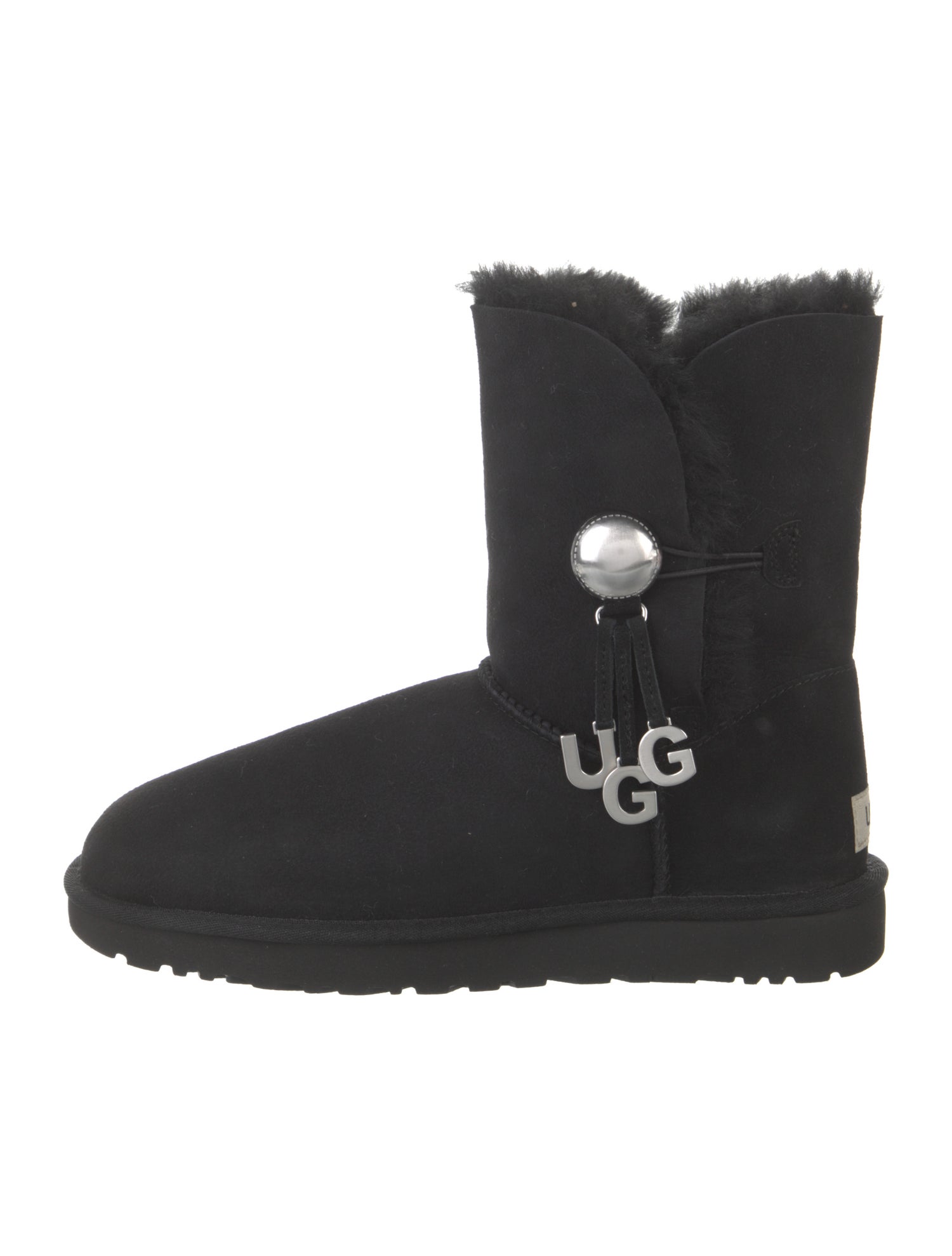 UGG Suede Fur Trim Combat Boots