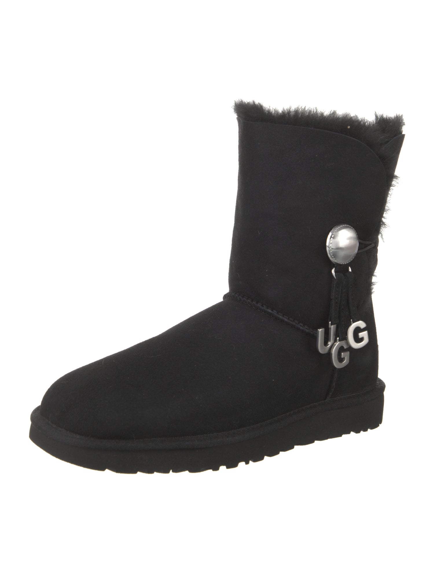 UGG Suede Fur Trim Combat Boots