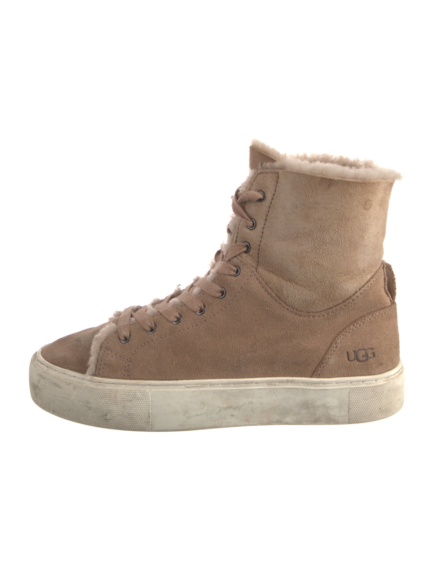 UGG Suede Colorblock Pattern Lace-Up Boots
