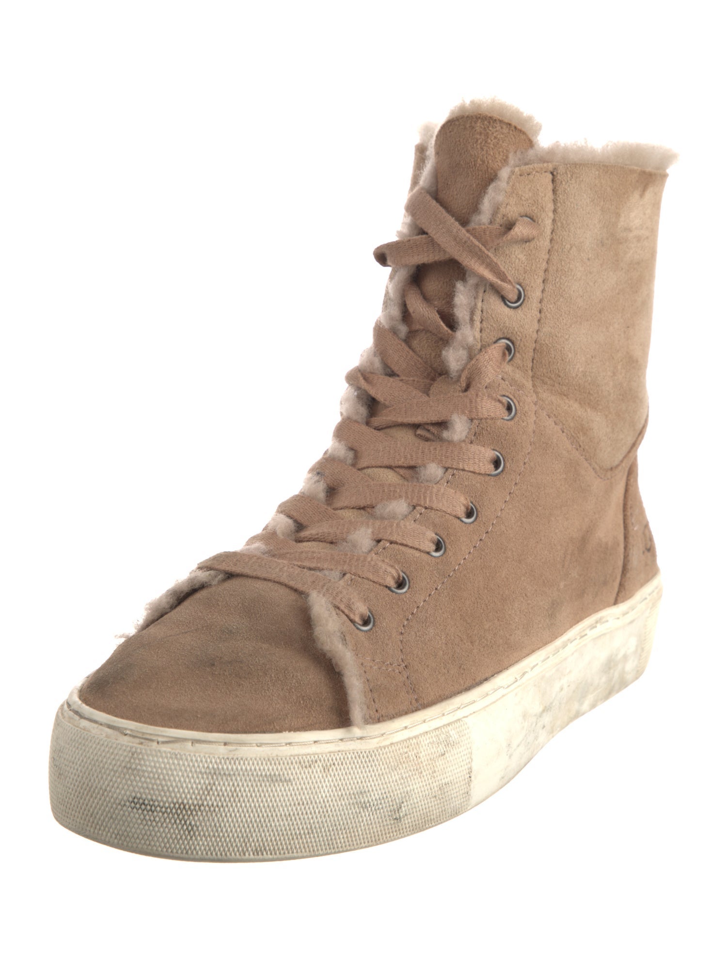 UGG Suede Colorblock Pattern Lace-Up Boots