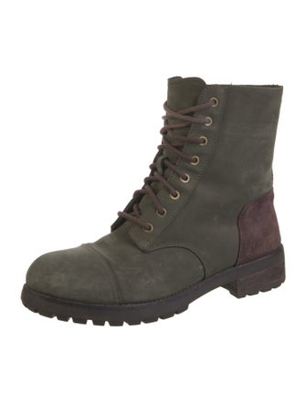 UGG Suede Colorblock Pattern Combat Boots