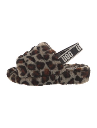 UGG Shearling Animal Print Slingback Sandals