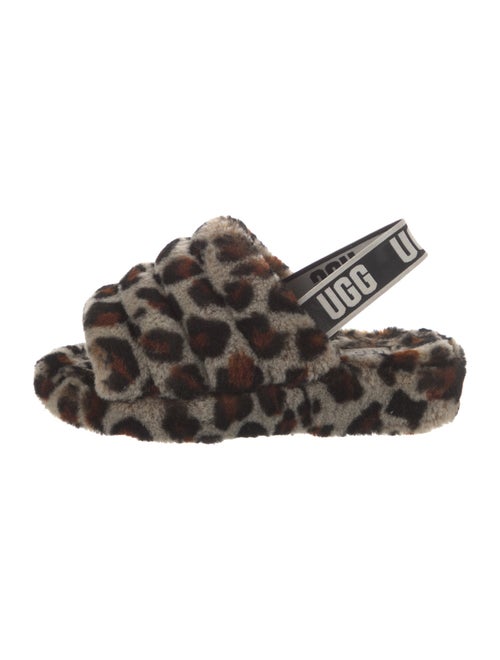 UGG Shearling Animal Print Slingback Sandals