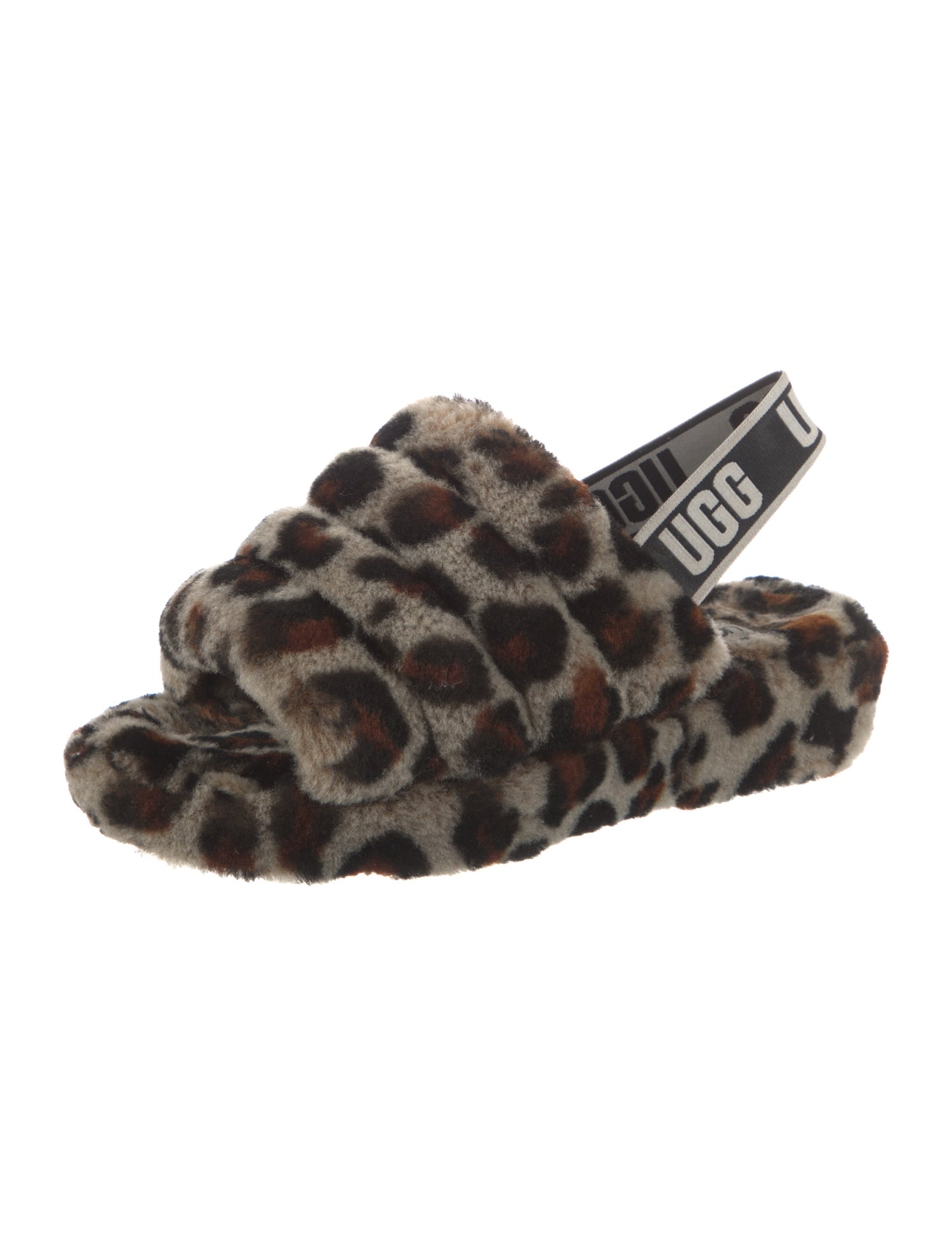 UGG Shearling Animal Print Slingback Sandals