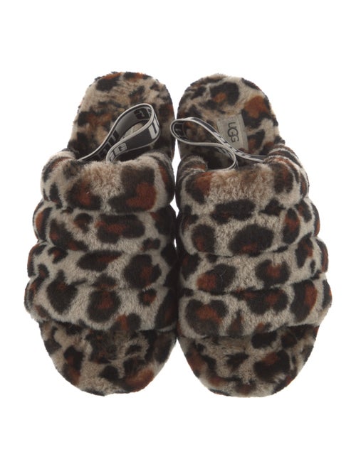 UGG Shearling Animal Print Slingback Sandals