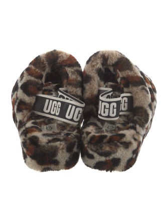 UGG Shearling Animal Print Slingback Sandals