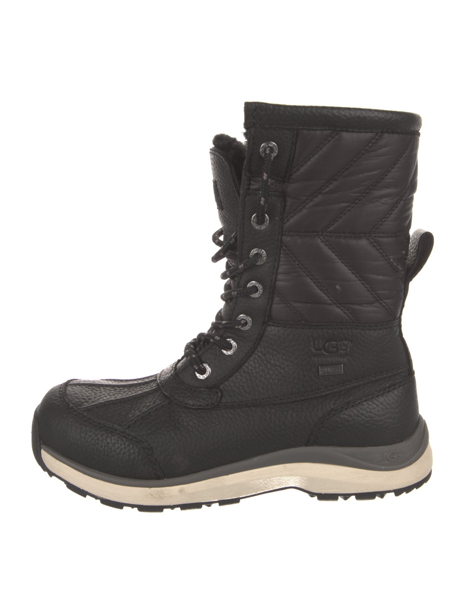 UGG Leather Fur Trim Lace-Up Boots