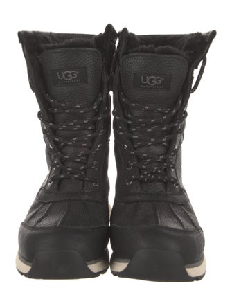 UGG Leather Fur Trim Lace-Up Boots