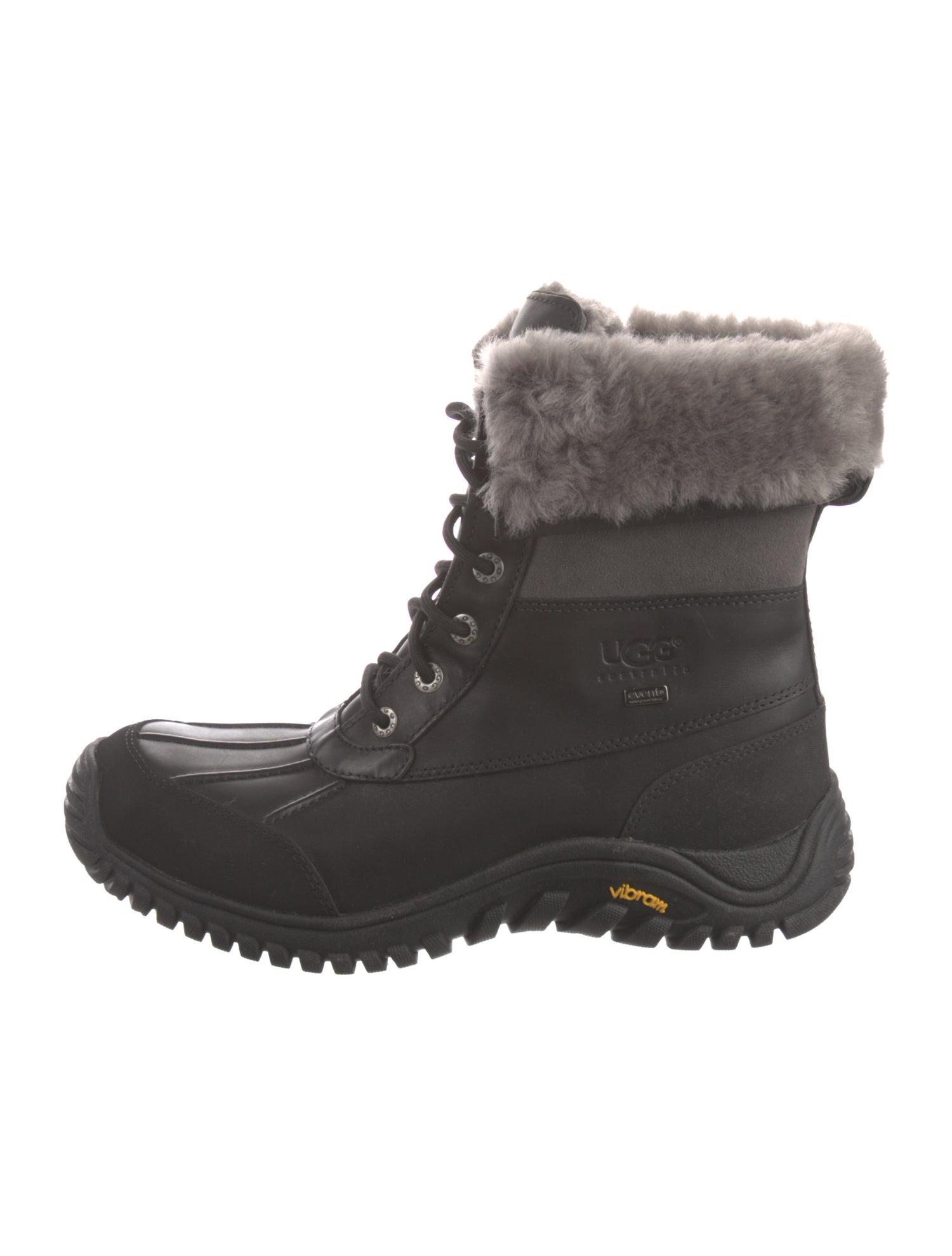 UGG Leather Faux Fur Trim Lace-Up Boots