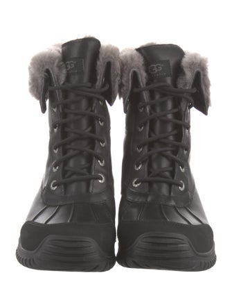 UGG Leather Faux Fur Trim Lace-Up Boots