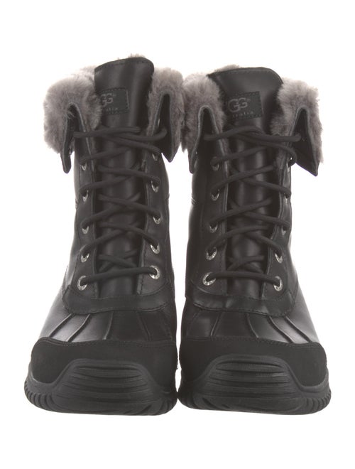 UGG Leather Faux Fur Trim Lace-Up Boots