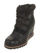 UGG Leather Faux Fur Trim Lace-Up Boots