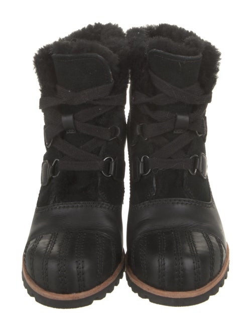 UGG Leather Faux Fur Trim Lace-Up Boots
