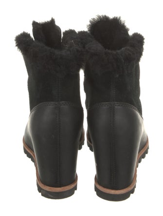 UGG Leather Faux Fur Trim Lace-Up Boots