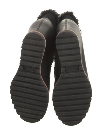 UGG Leather Faux Fur Trim Lace-Up Boots
