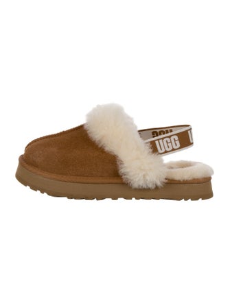 UGG Suede Fur Trim Slingback Flats