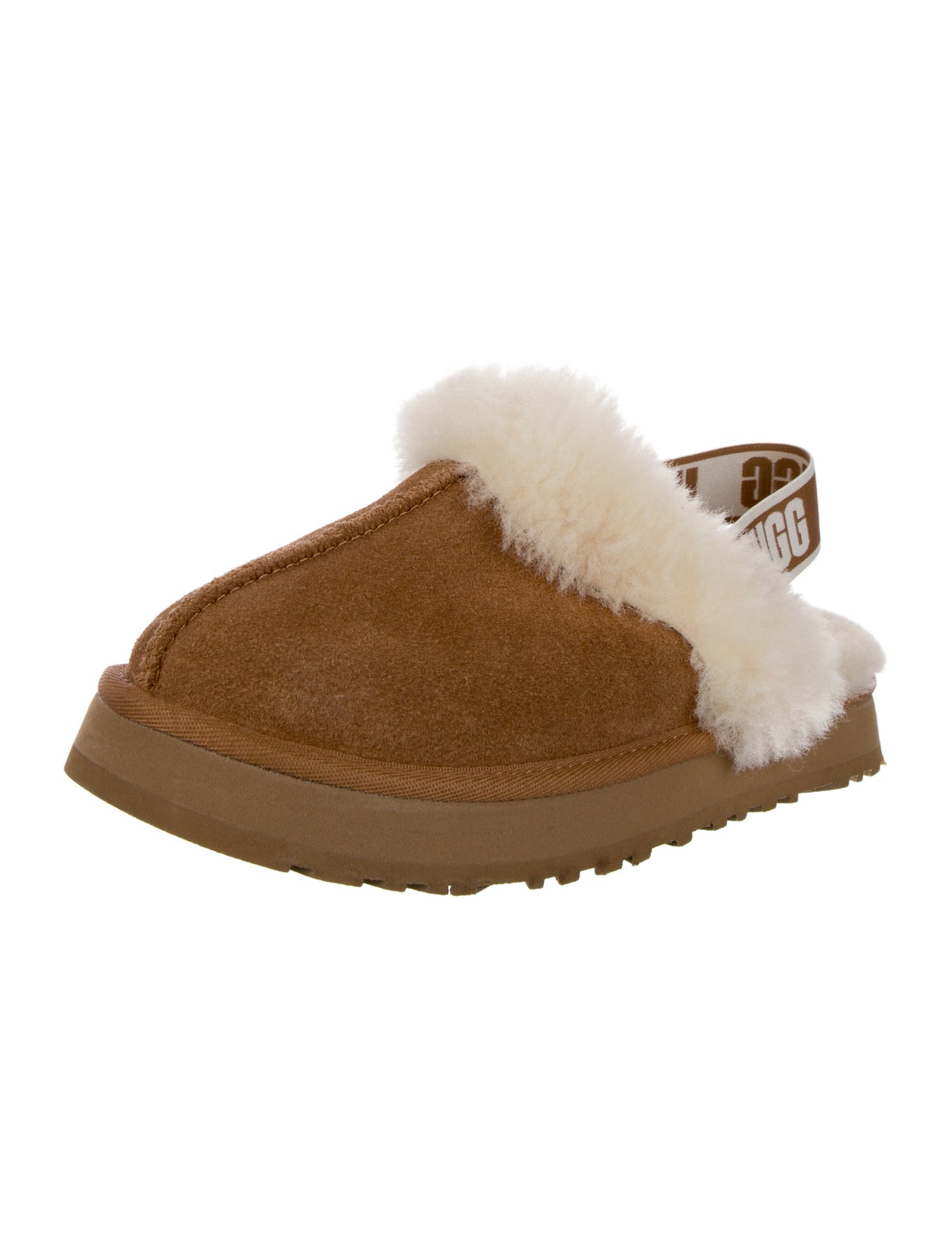 UGG Suede Fur Trim Slingback Flats