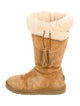 UGG Suede Fur Trim Boots