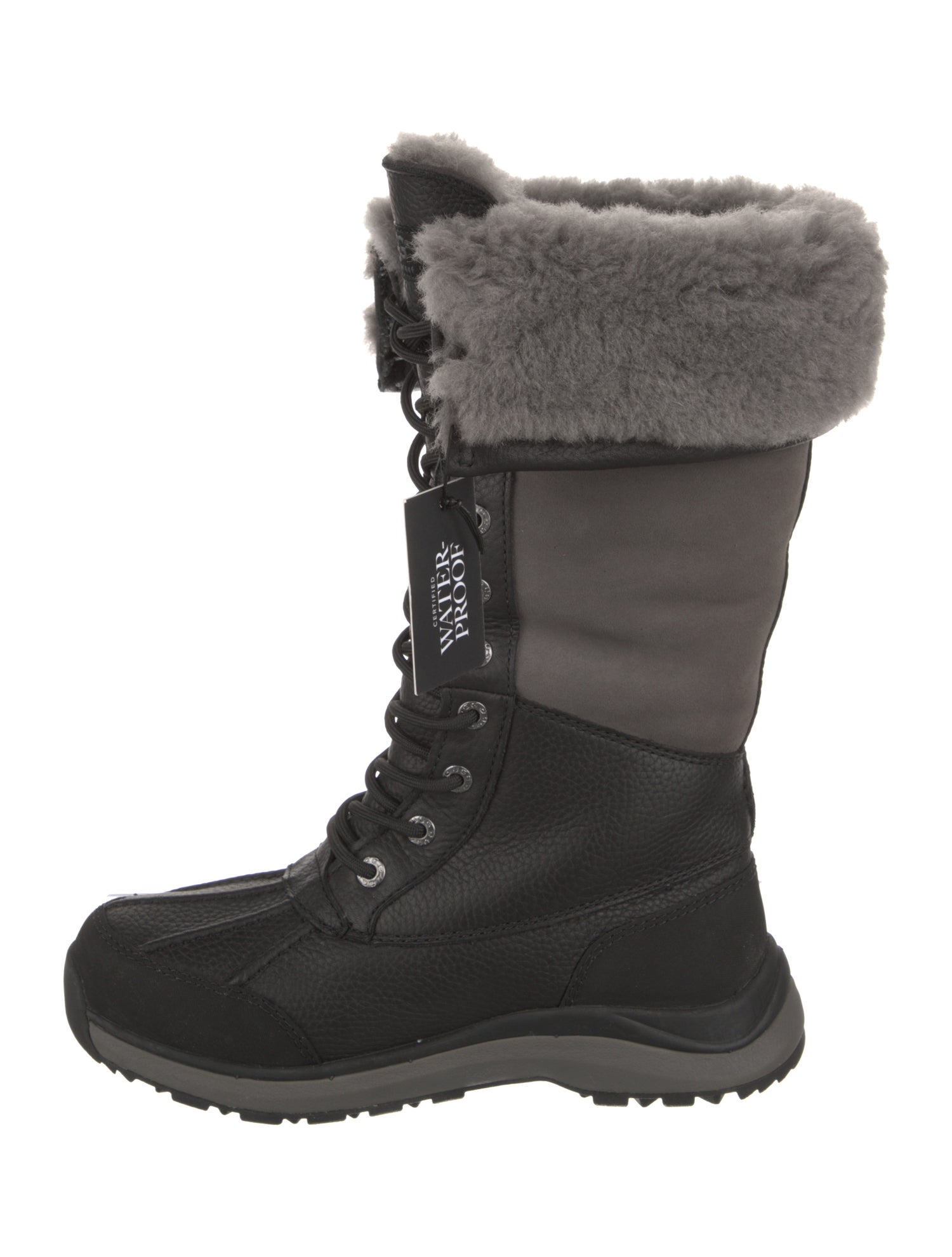 UGG Leather Colorblock Pattern Lace-Up Boots