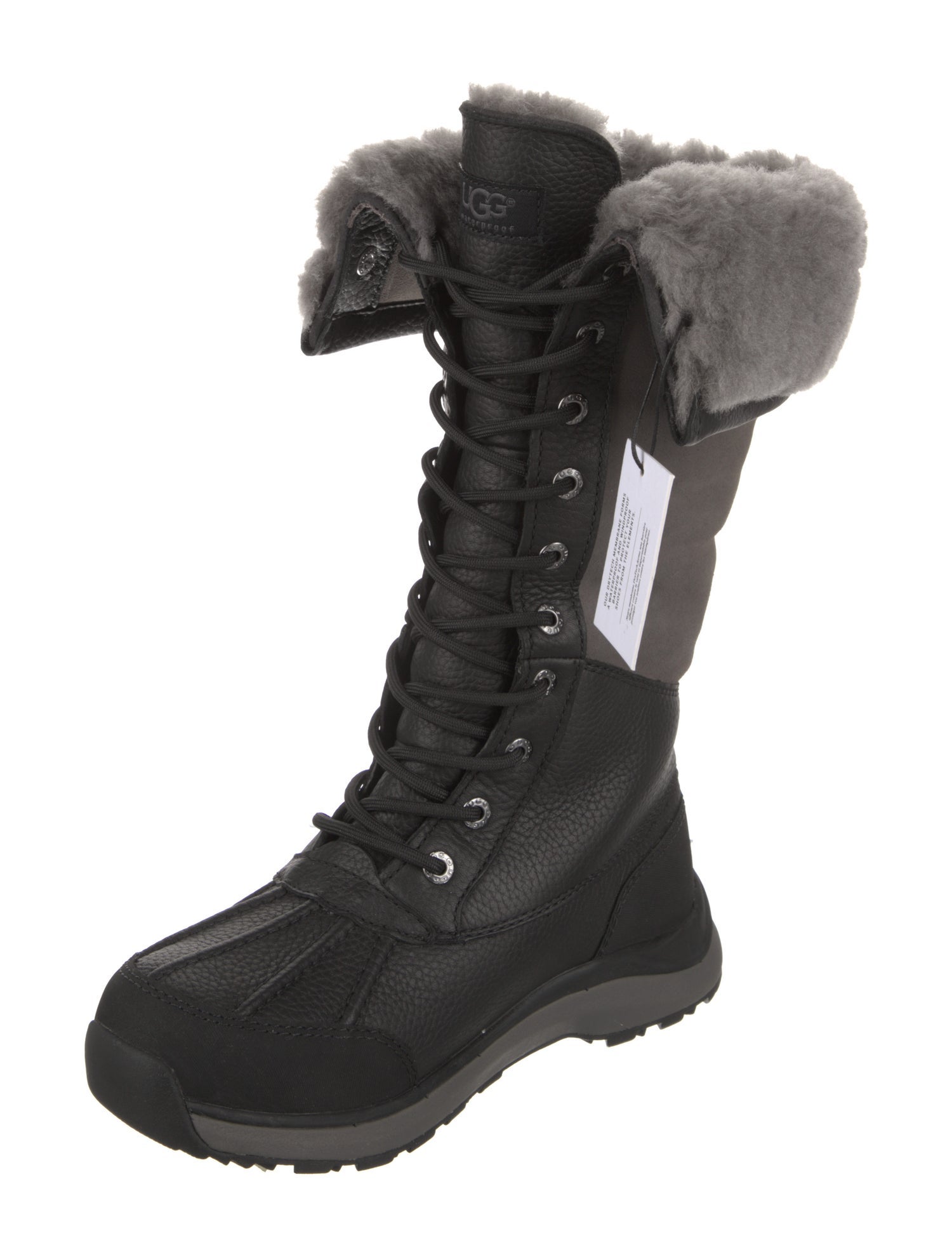 UGG Leather Colorblock Pattern Lace-Up Boots