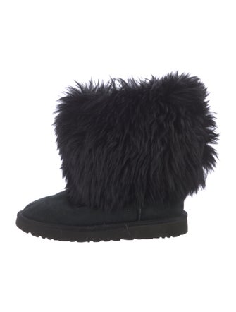 UGG Suede Fur Trim Boots