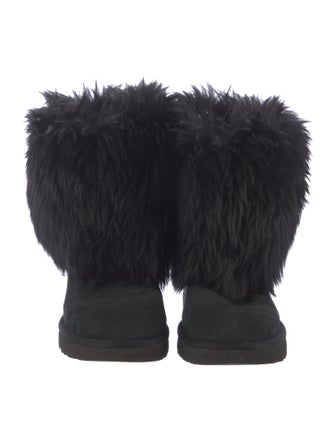 UGG Suede Fur Trim Boots