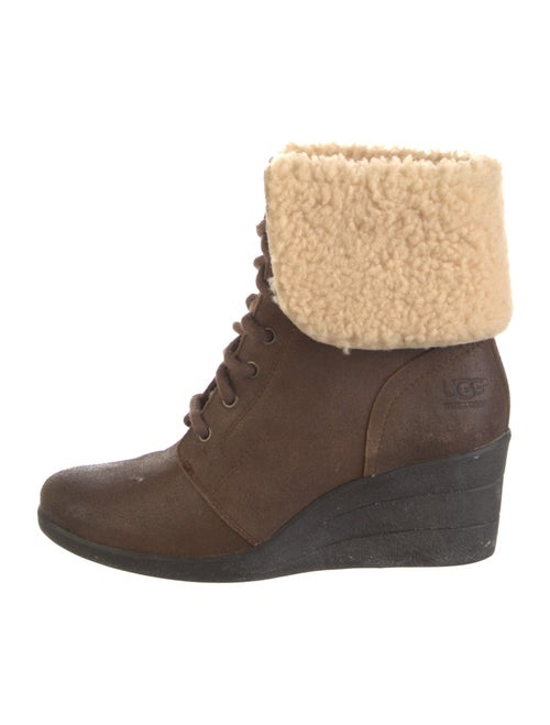 UGG Suede Colorblock Pattern Lace-Up Boots